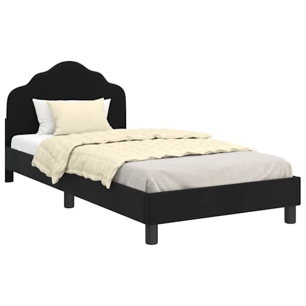 vidaXL Laste voodiraam peatoega peaga Must 90 x 190 cm Samet