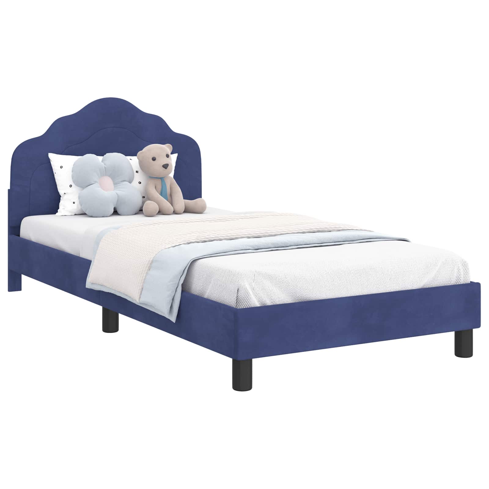 Thumbnail - vidaXL Kinderbettgestell mit Kopfteil Polizeiblau 90 x 200 cm Samt