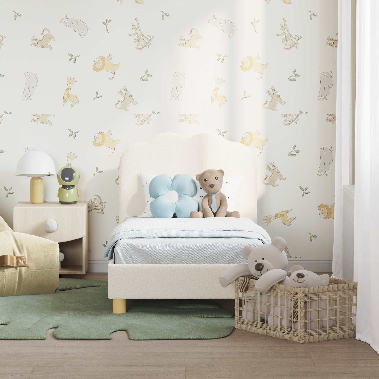 Thumbnail - vidaXL Kinderbettgestell mit Kopfteil Creme 70 x 140 cm Schafstoff