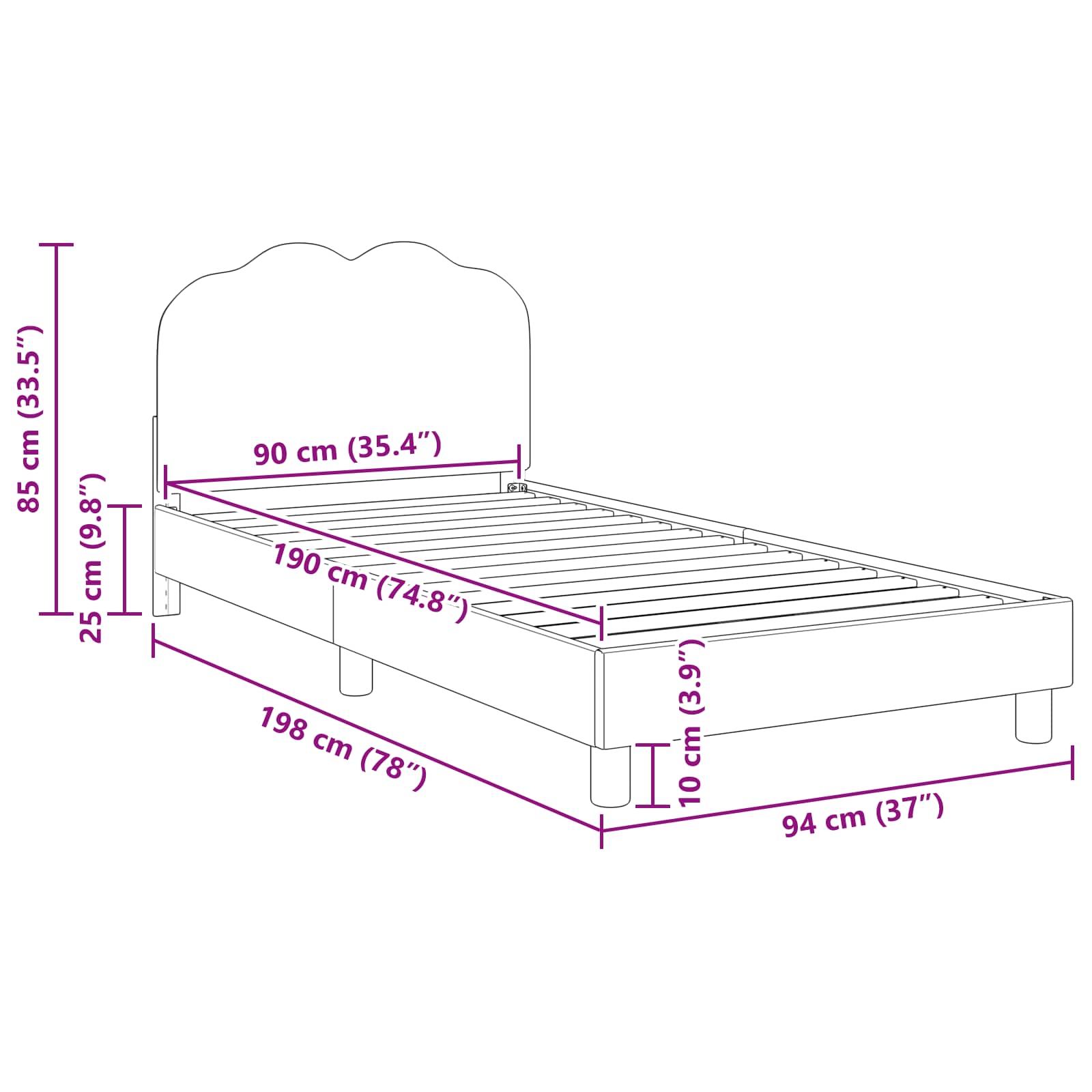 Laste voodiraam peatoega peaga Roosa 90 x 190 cm Lammaste riie 10 Kõik vajalik sinu aeda ja koju! Laste voodiraam peatoega peaga Roosa 90 x 190 cm Lammaste riie - Image 10