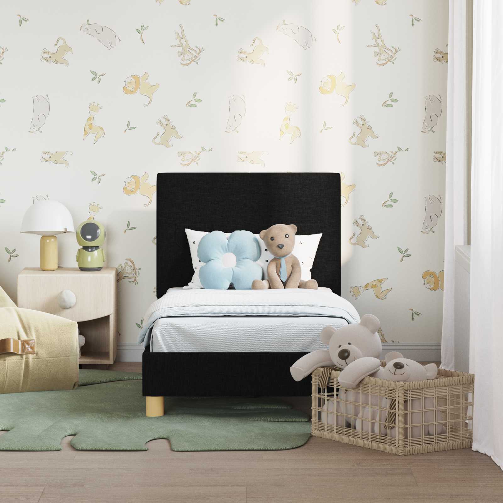 Kuni 3-aastase voodi raam koos peatoega Must 70 x 140 cm kangas 3 Kõik vajalik sinu aeda ja koju! Kuni 3-aastase voodi raam koos peatoega Must 70 x 140 cm kangas - Image 3