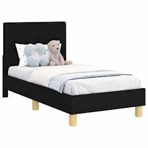 vidaXL Kuni 3-aastase voodi raam koos peatoega Must 70 x 140 cm kangas