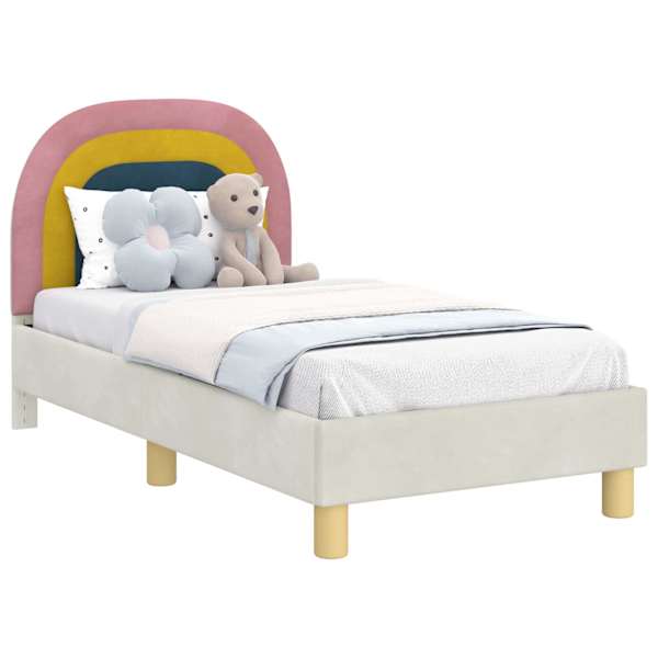 vidaXL Kuni 3-aastase voodi raam koos peatoega Kreemjas 70 x 140 cm