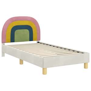 Rám postele pro děti s čelem s čelo Krémová 80 x 160 cm Samet - obrázek 4