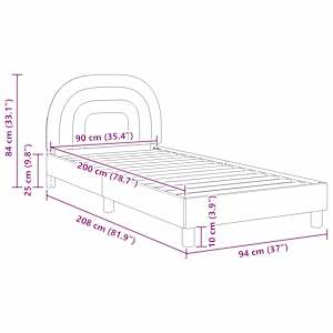 Rám postele pro děti s čelem s čelo Krémová 90 x 200 cm Samet - obrázek 10