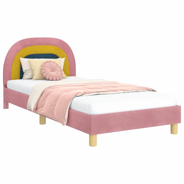 vidaXL Laste voodiraam peatoega peaga Roosa 90 x 200 cm Samet