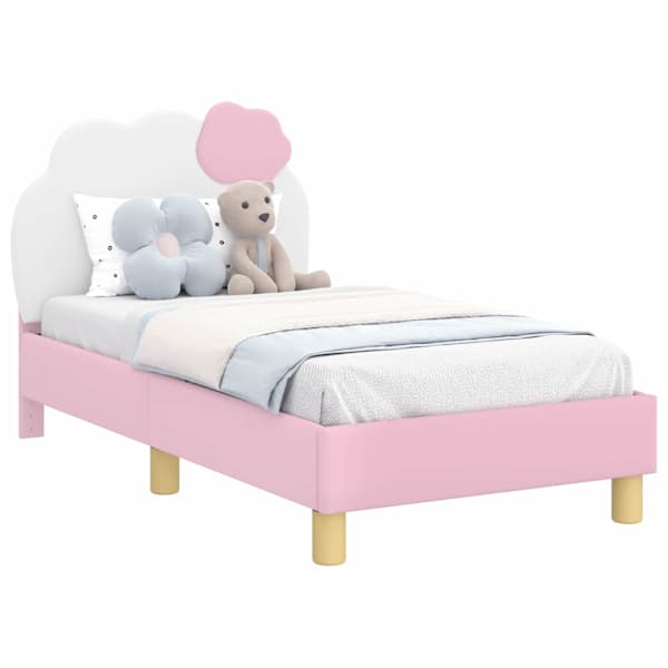 vidaXL Kuni 3-aastase voodi raam koos peatoega Roosa 70 x 140 cm PU