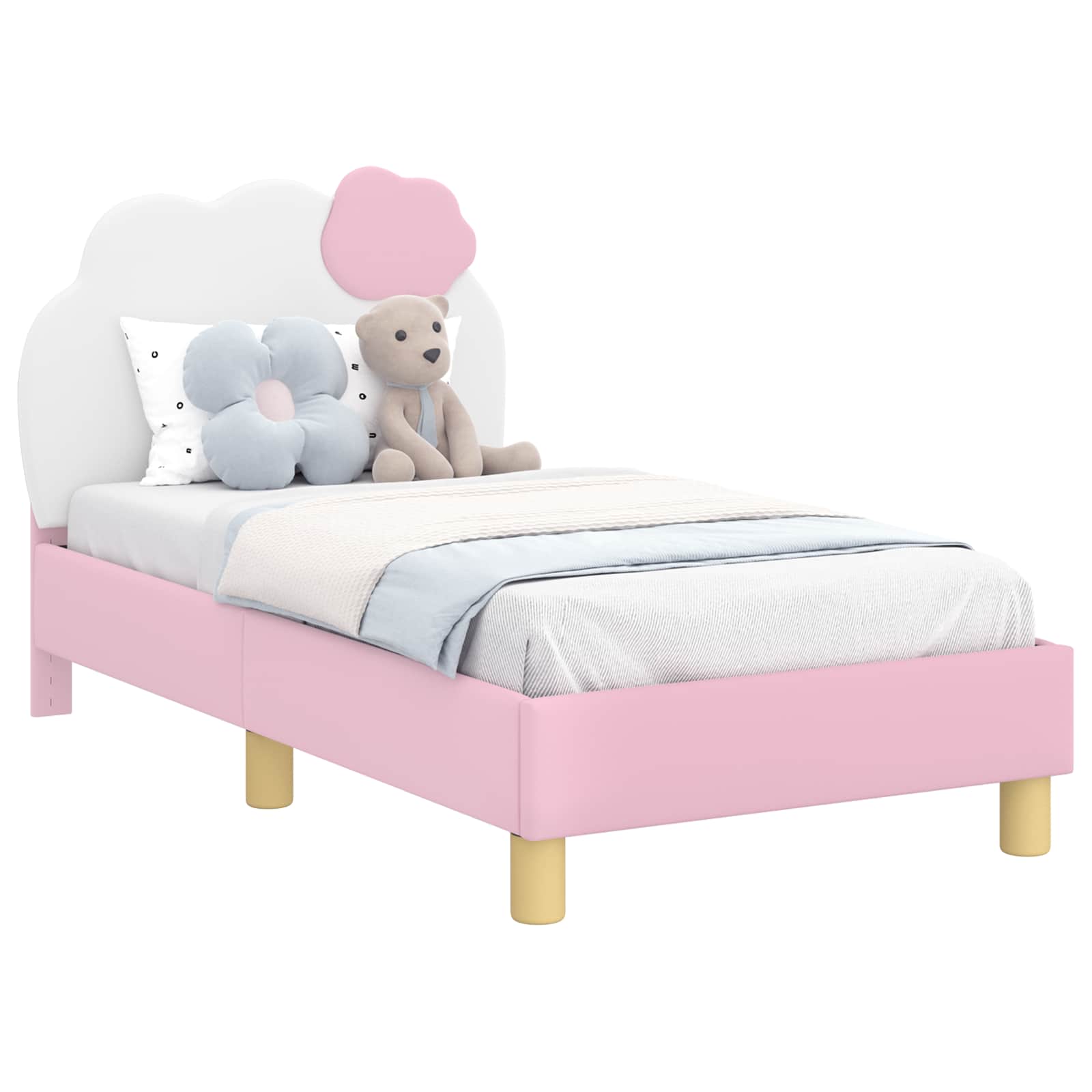 Thumbnail - vidaXL Kinderbettgestell mit Kopfteil mit Kopfteil Rosa 70 x 140 cm PU
