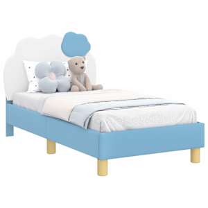 vidaXL Kuni 3-aastase voodi raam koos peatoega Sinine 70 x 140 cm PU