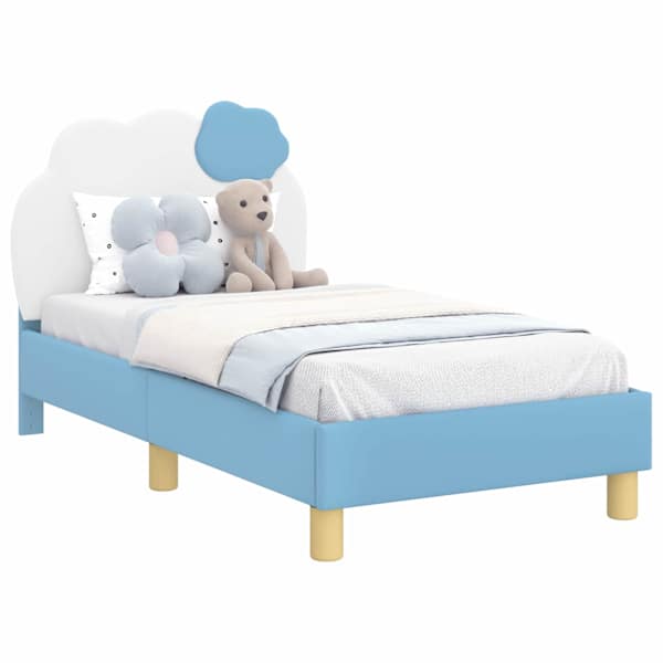 vidaXL Kuni 3-aastase voodi raam koos peatoega Sinine 70 x 140 cm PU