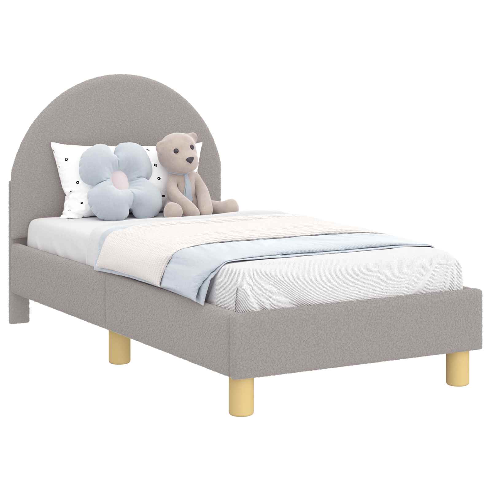 Thumbnail - vidaXL Kinderbettgestell mit Kopfteil Hellgrau 70 x 140 cm Schafstoff