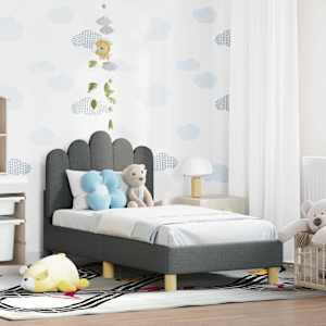 Rám postele pro batole s čelem Tmavě šedá 70 x 140 cm Textil - obrázek 1