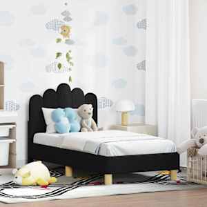 Rám postele pro batole s čelem s čelo Černá 70 x 140 cm Textil - obrázek 1