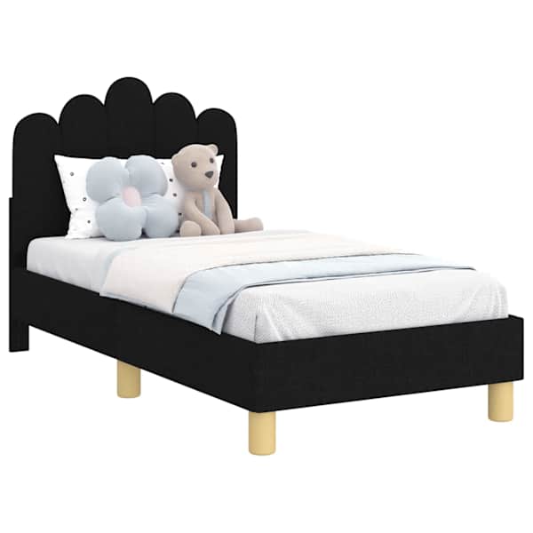 vidaXL Kuni 3-aastase voodi raam koos peatoega Must 70 x 140 cm kangas