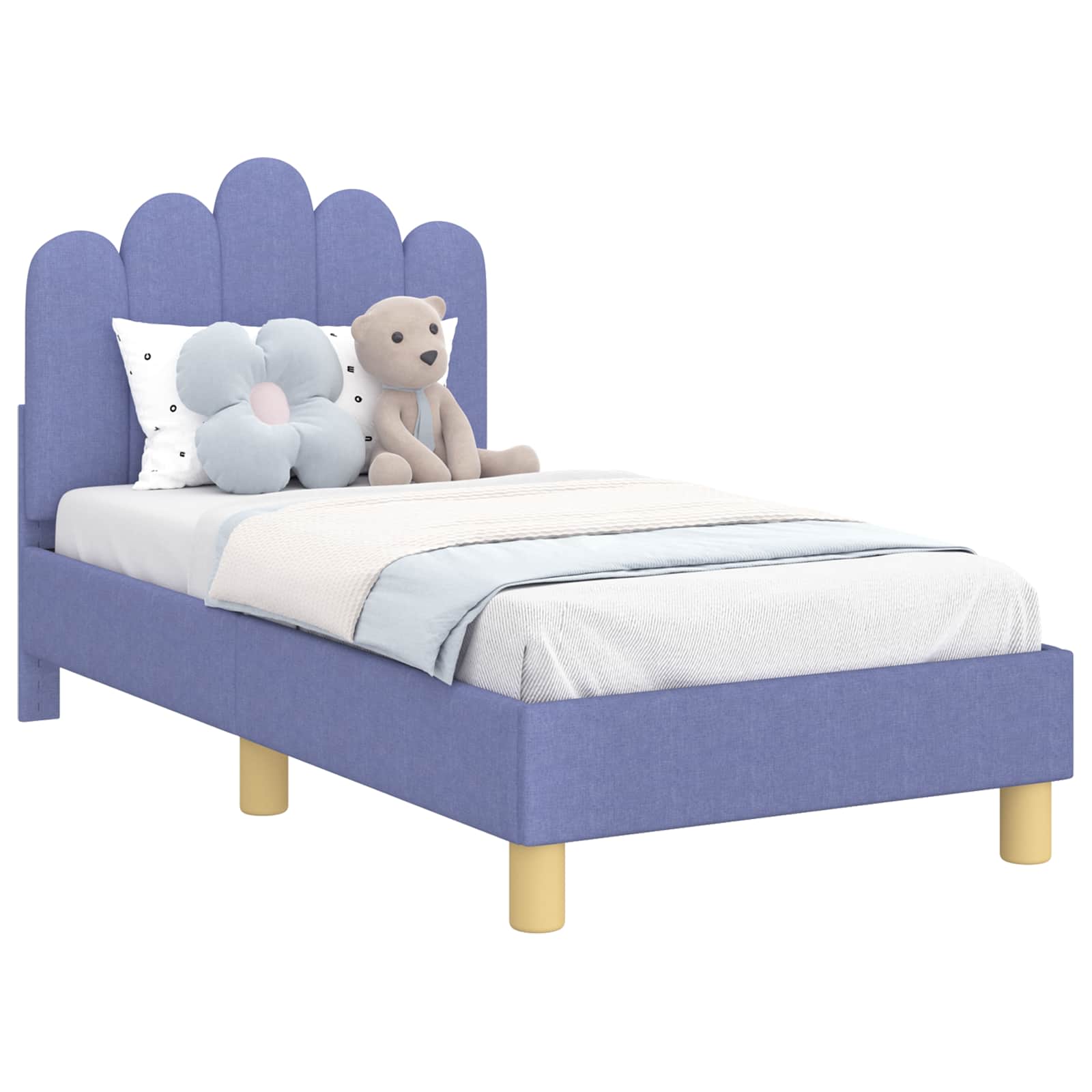 Thumbnail - vidaXL Kinderbettgestell mit Kopfteil Jeans blau 70 x 140 cm Stoff