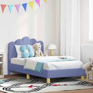 Rám postele pro děti s čelem Modrá džínovina 80 x 160 cm Textil - obrázek 1