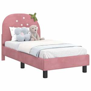 vidaXL Kuni 3-aastase voodi raam koos peatoega Roosa 70 x 140 cm Samet