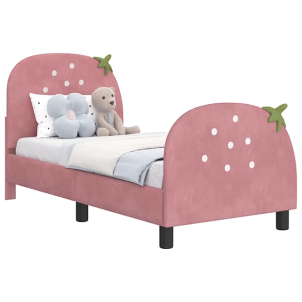 vidaXL Kuni 3-aastase voodi raam koos peatoega Roosa 70 x 140 cm Samet