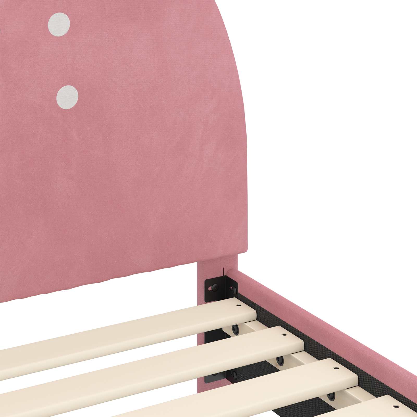 Laste voodiraam peatoega peaga Roosa 80 x 200 cm Samet 8 Kõik vajalik sinu aeda ja koju! Laste voodiraam peatoega peaga Roosa 80 x 200 cm Samet - Image 8