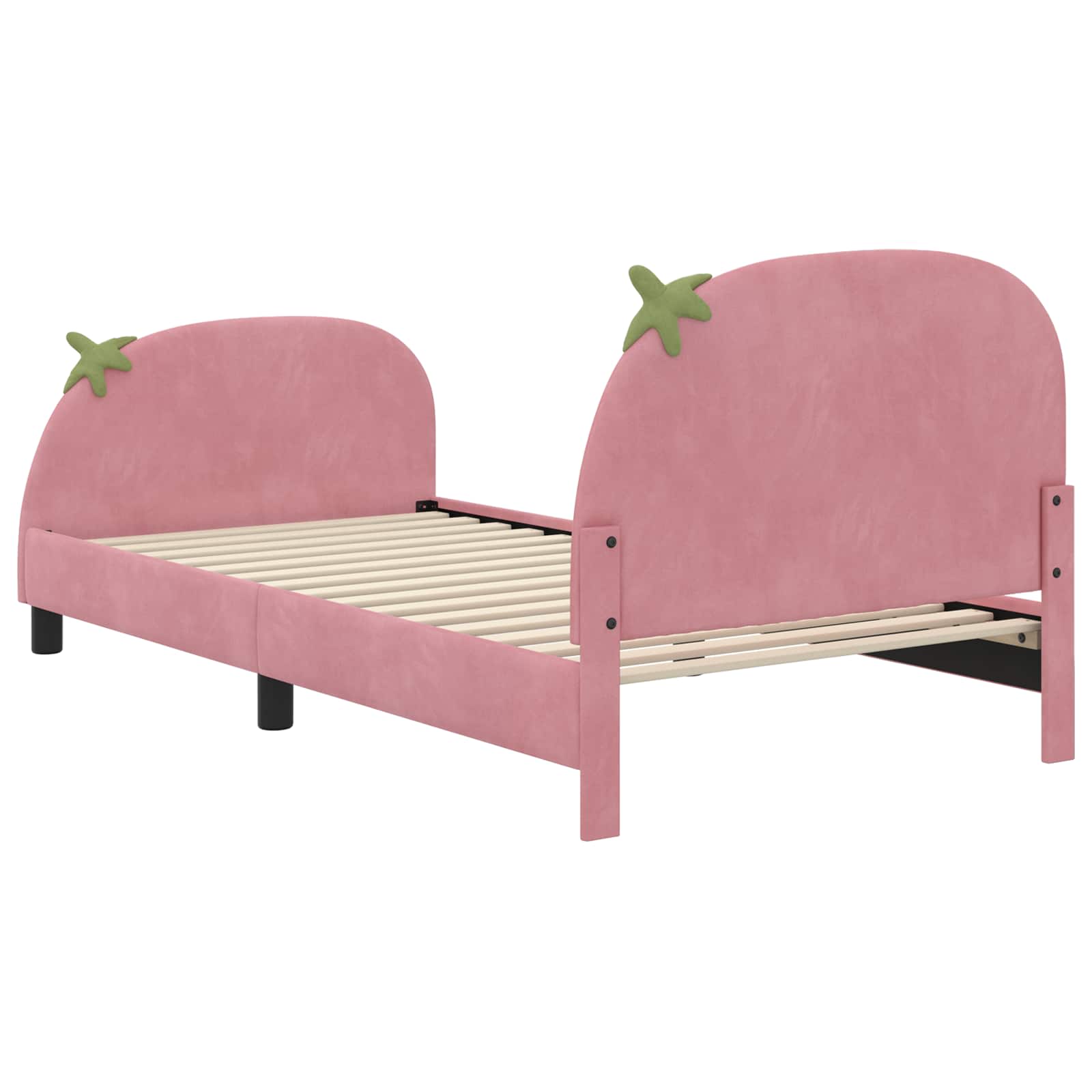 Laste voodiraam peatoega peaga Roosa 90 x 190 cm Samet 7 Kõik vajalik sinu aeda ja koju! Laste voodiraam peatoega peaga Roosa 90 x 190 cm Samet - Image 7