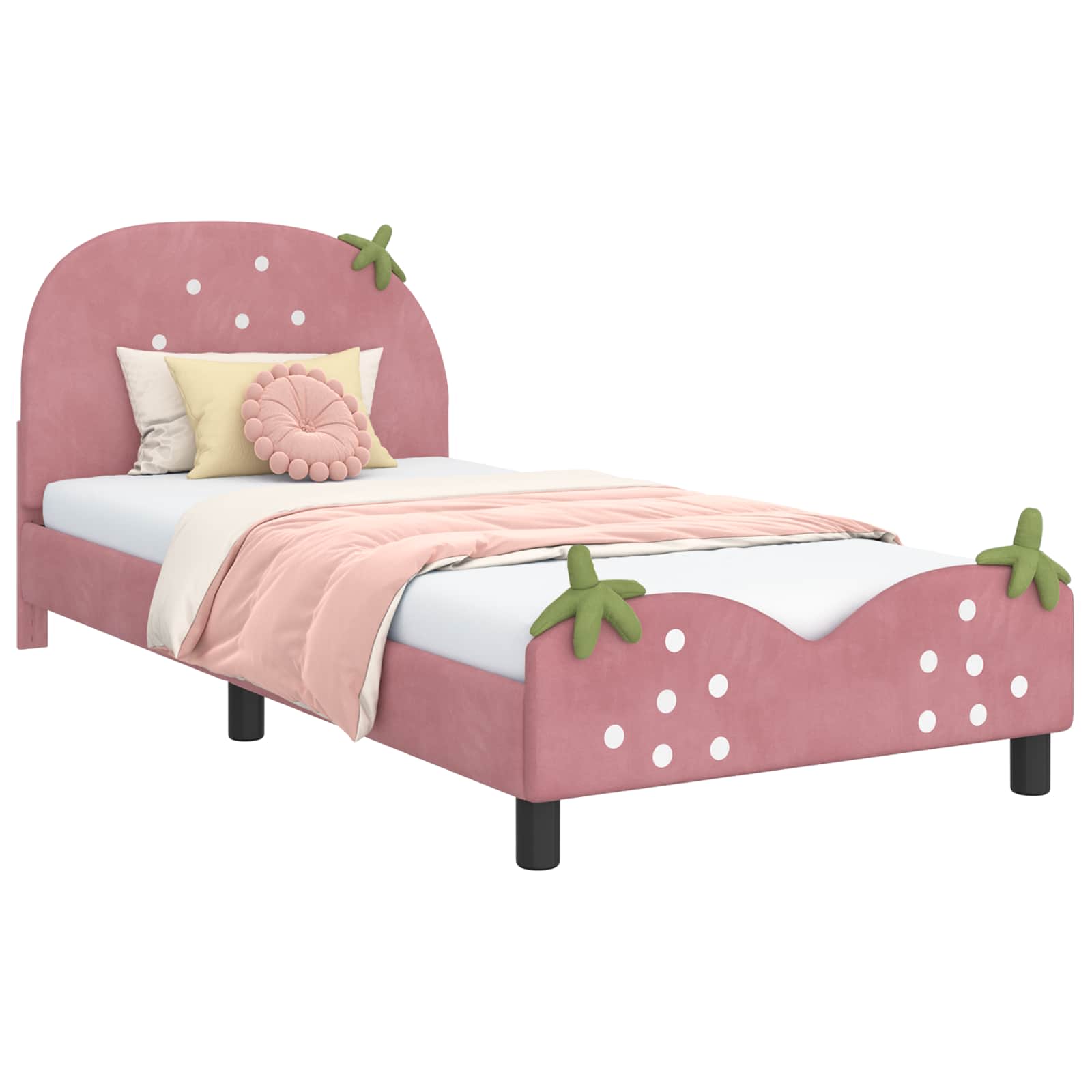 VidaXL Kinderen Bedframe Met Hoofdboard Roze 90 X 200 Cm Fluweel