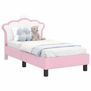 vidaXL Kuni 3-aastase voodi raam koos peatoega Roosa 70 x 140 cm PU