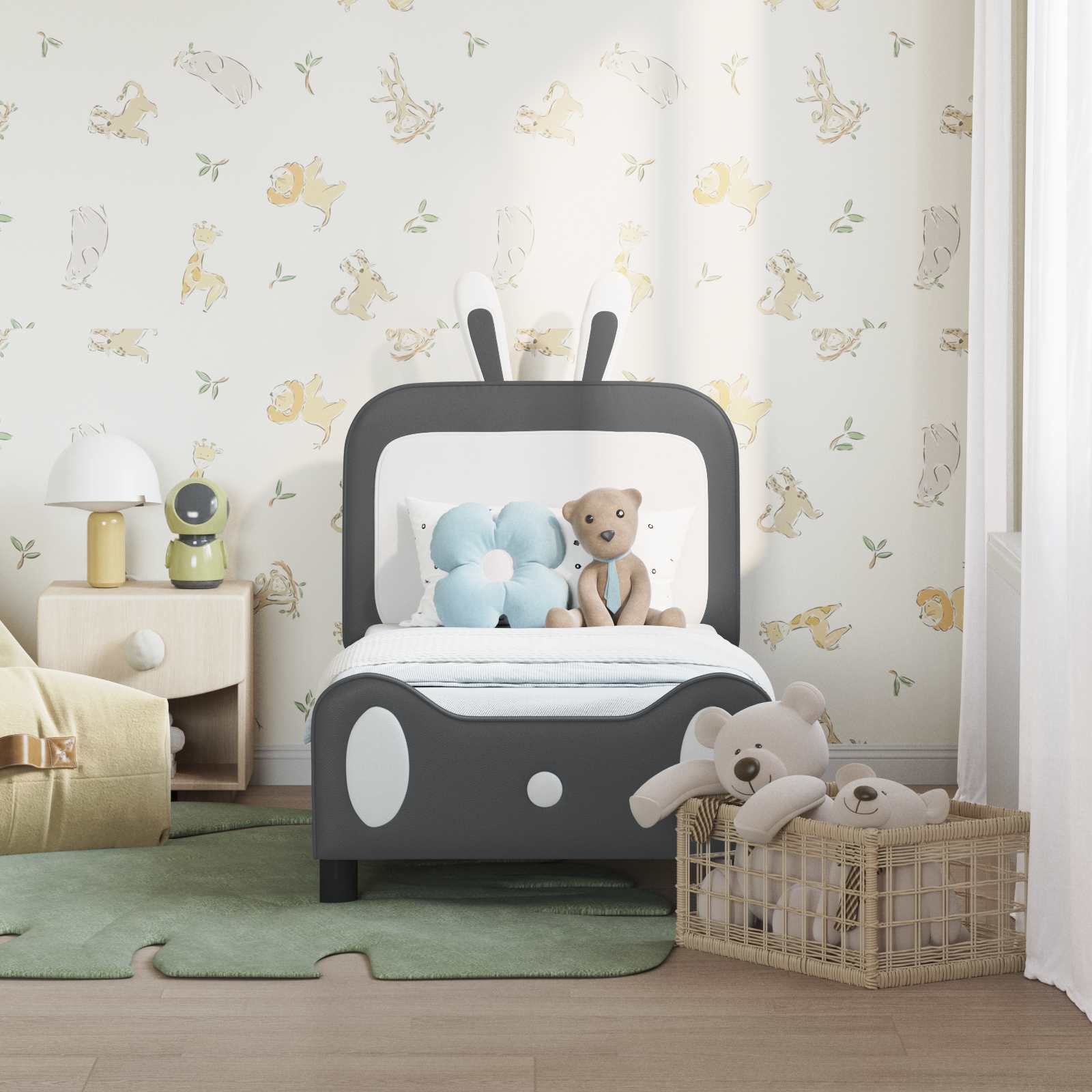 Thumbnail - vidaXL Kinderbettgestell mit Kopfteil Hellgrau 70 x 140 cm PU