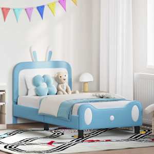 Rám postele pro děti s čelem s čelo Modrá 80 x 160 cm PU - obrázek 1