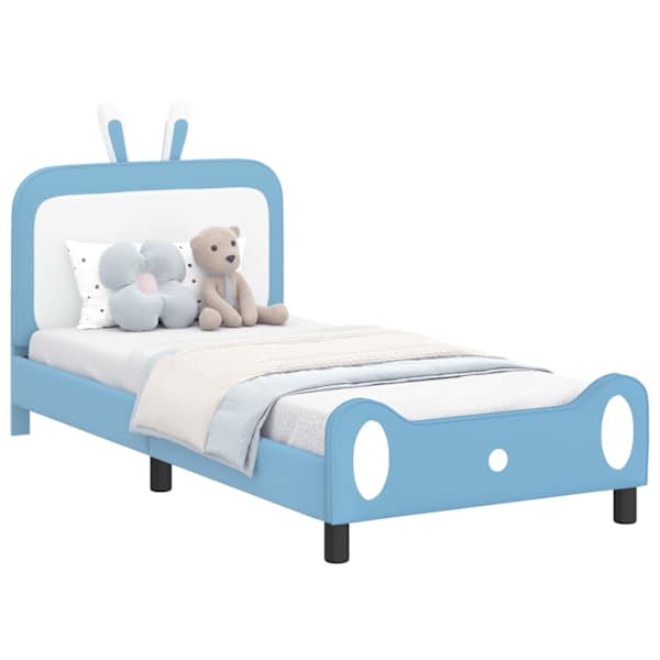 vidaXL Laste voodiraam peatoega Sinine 80 x 200 cm PU