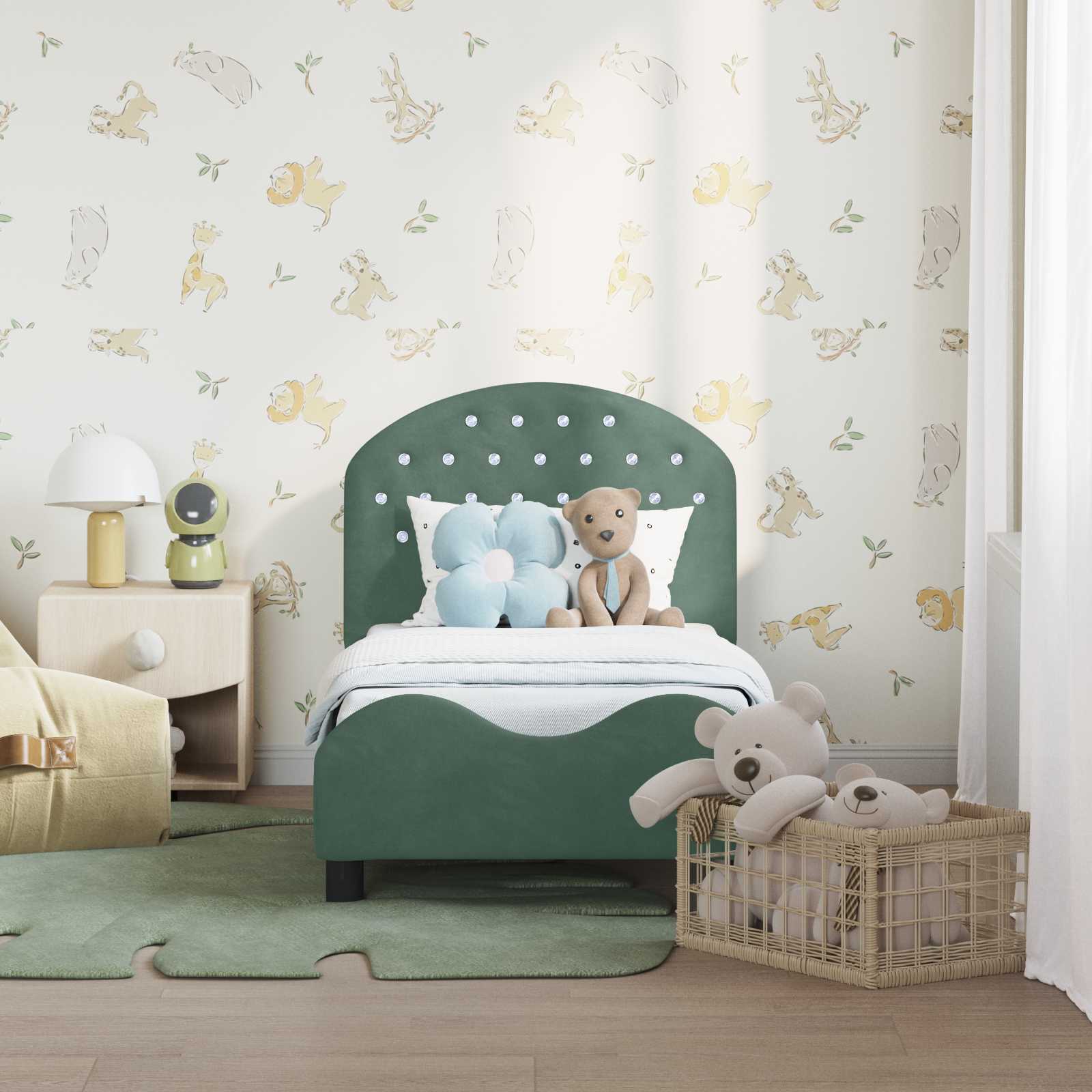 Peuterbedframe met hoofdbord Zeegroen 70 x 140 cm Fluweel | luizaXL | Dé meubelwinkel voor elk interieur Peuterbedframe met hoofdbord Zeegroen 70 x 140 cm Fluweel - Afbeelding 3