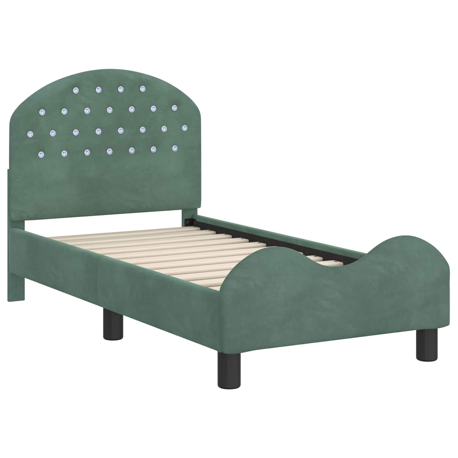 Peuterbedframe met hoofdbord Zeegroen 70 x 140 cm Fluweel | luizaXL | Dé meubelwinkel voor elk interieur Peuterbedframe met hoofdbord Zeegroen 70 x 140 cm Fluweel - Afbeelding 4