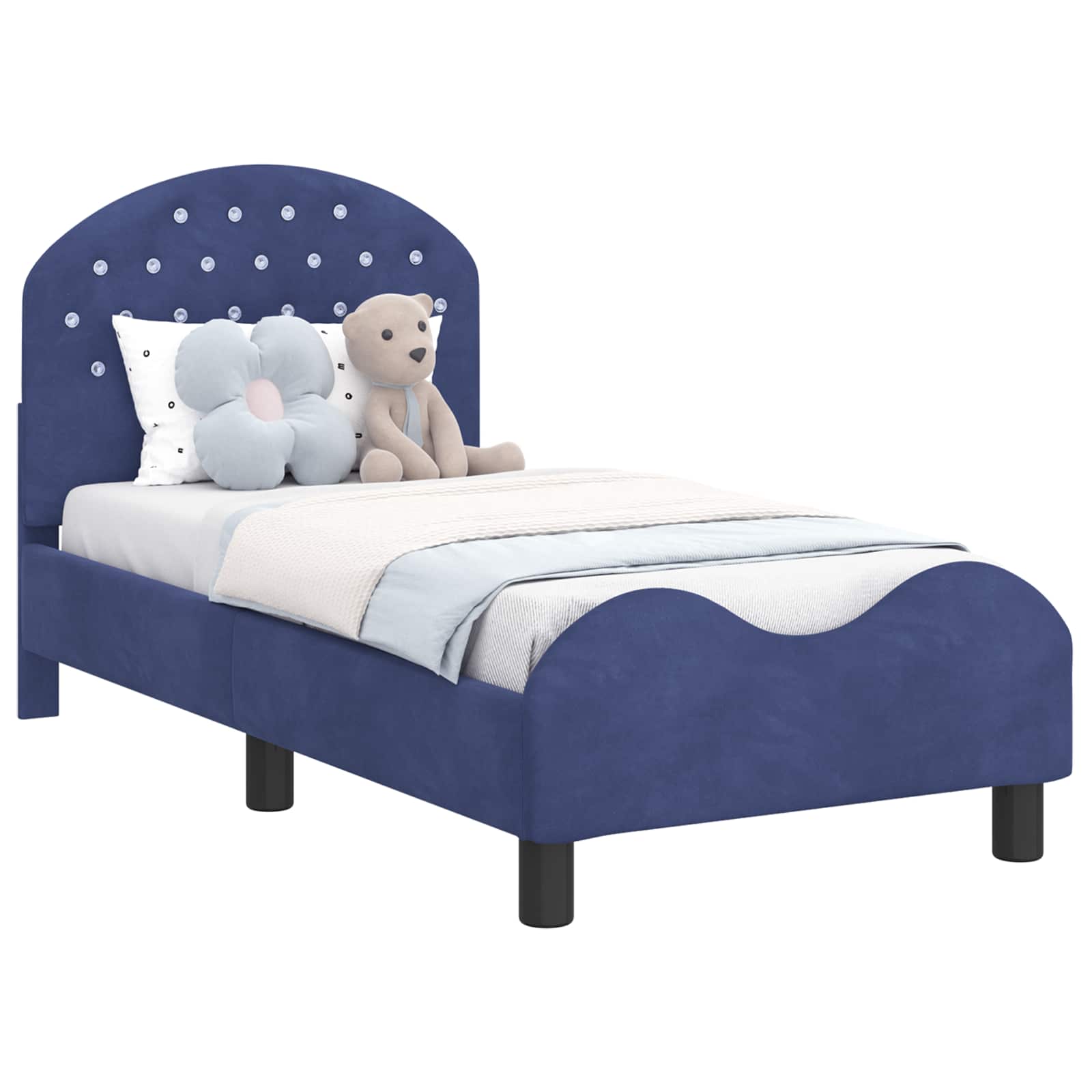 Thumbnail - vidaXL Kinderbettgestell mit Kopfteil Polizeiblau 70 x 140 cm Samt