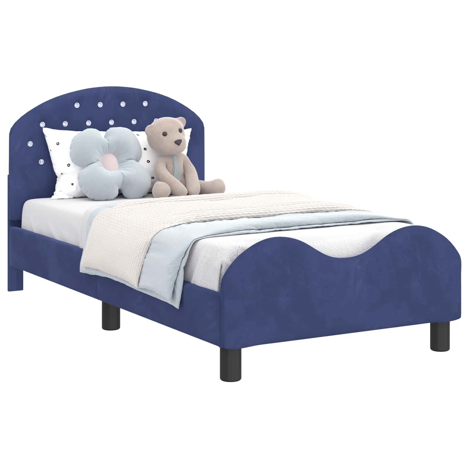 Thumbnail - vidaXL Kinderbettgestell mit Kopfteil Polizeiblau 80 x 160 cm Samt