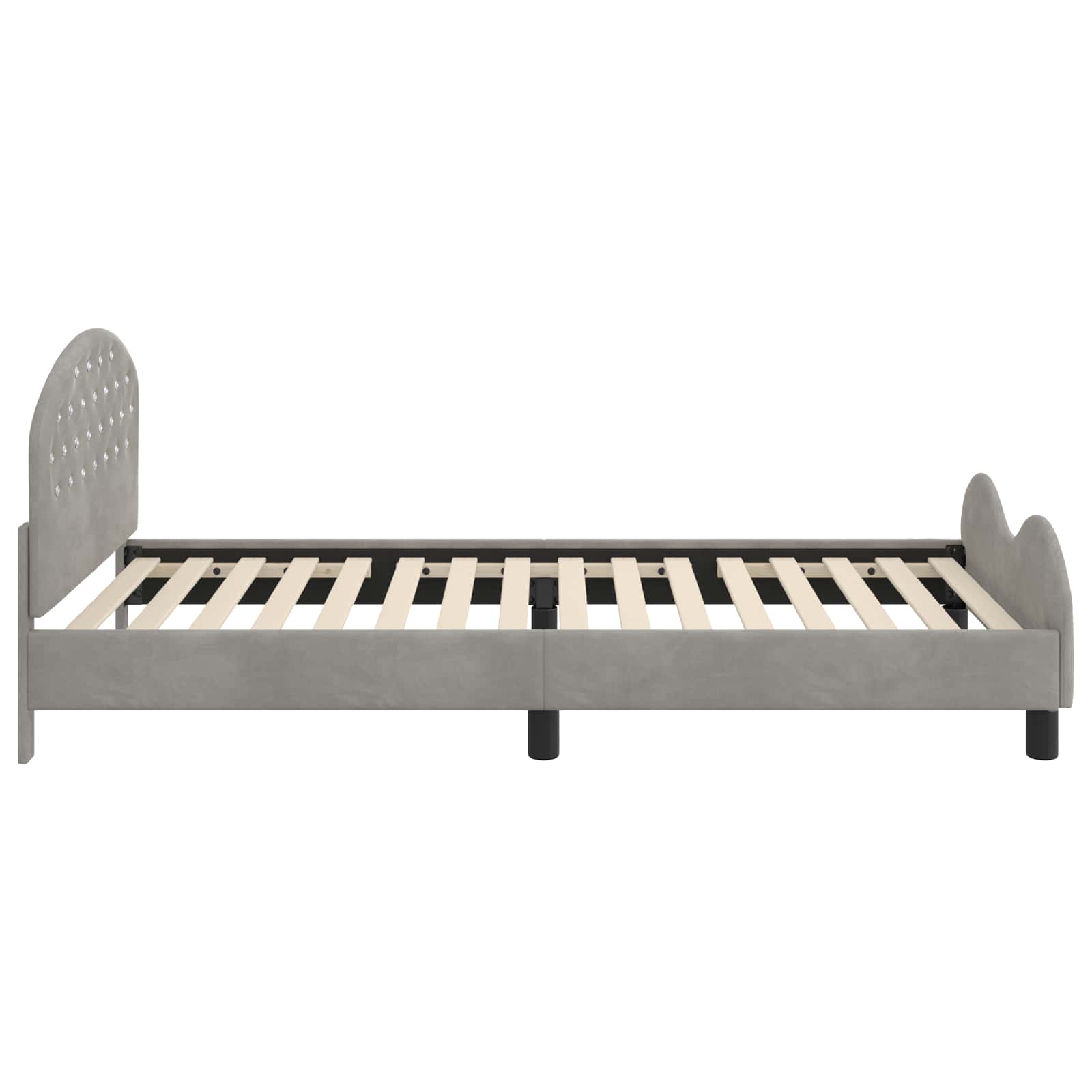 Bērnu gultas rāmis ar galvgali Gaiši pelēks 90 x 190 cm Samts