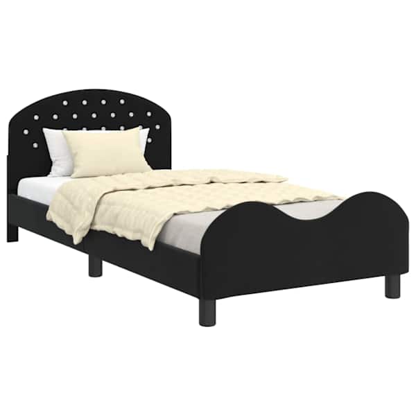 vidaXL Laste voodiraam peatoega peaga Must 90 x 190 cm Samet