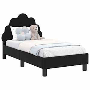 vidaXL Kuni 3-aastase voodi raam koos peatoega Must 70 x 140 cm Samet