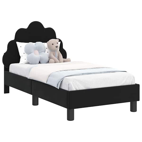 vidaXL Kuni 3-aastase voodi raam koos peatoega Must 70 x 140 cm Samet