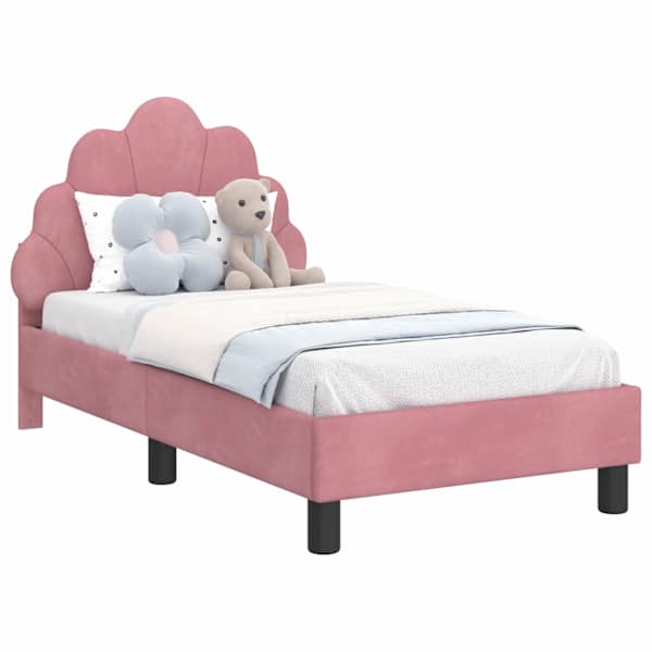 vidaXL Kuni 3-aastase voodi raam koos peatoega Roosa 70 x 140 cm Samet