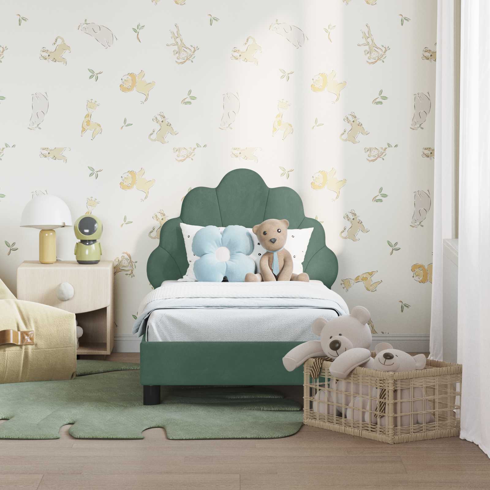 Thumbnail - vidaXL Kinderbettgestell mit Kopfteil Meergrün 70 x 140 cm Samt