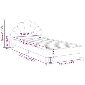 Rám postele pro děti s čelem s čelo Růžová 80 x 200 cm samet - obrázek 10