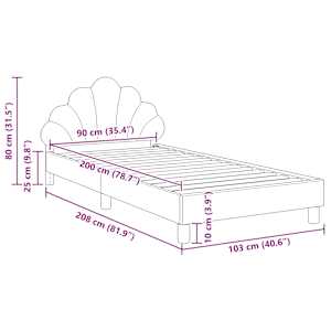 Rám postele pro děti s čelem s čelo Fialová 90 x 200 cm samet - obrázek 10