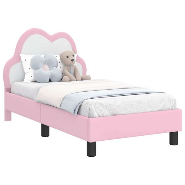 vidaXL Kuni 3-aastase voodi raam koos peatoega Roosa 70 x 140 cm PU