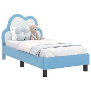 vidaXL Kuni 3-aastase voodi raam koos peatoega Sinine 70 x 140 cm PU