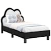 vidaXL Kuni 3-aastase voodi raam koos peatoega Must 70 x 140 cm PU