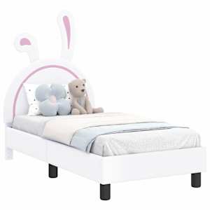 vidaXL Kuni 3-aastase voodi raam koos peatoega Valge 70 x 140 cm PU