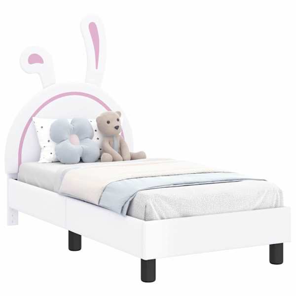 vidaXL Kuni 3-aastase voodi raam koos peatoega Valge 70 x 140 cm PU