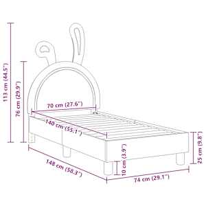 Rám postele pro batole s čelem Bílá 70 x 140 cm PU - obrázek 10
