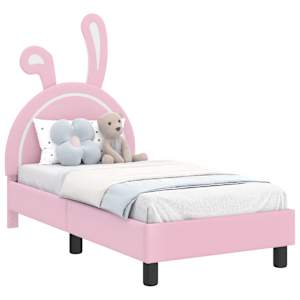 vidaXL Kuni 3-aastase voodi raam koos peatoega Roosa 70 x 140 cm PU