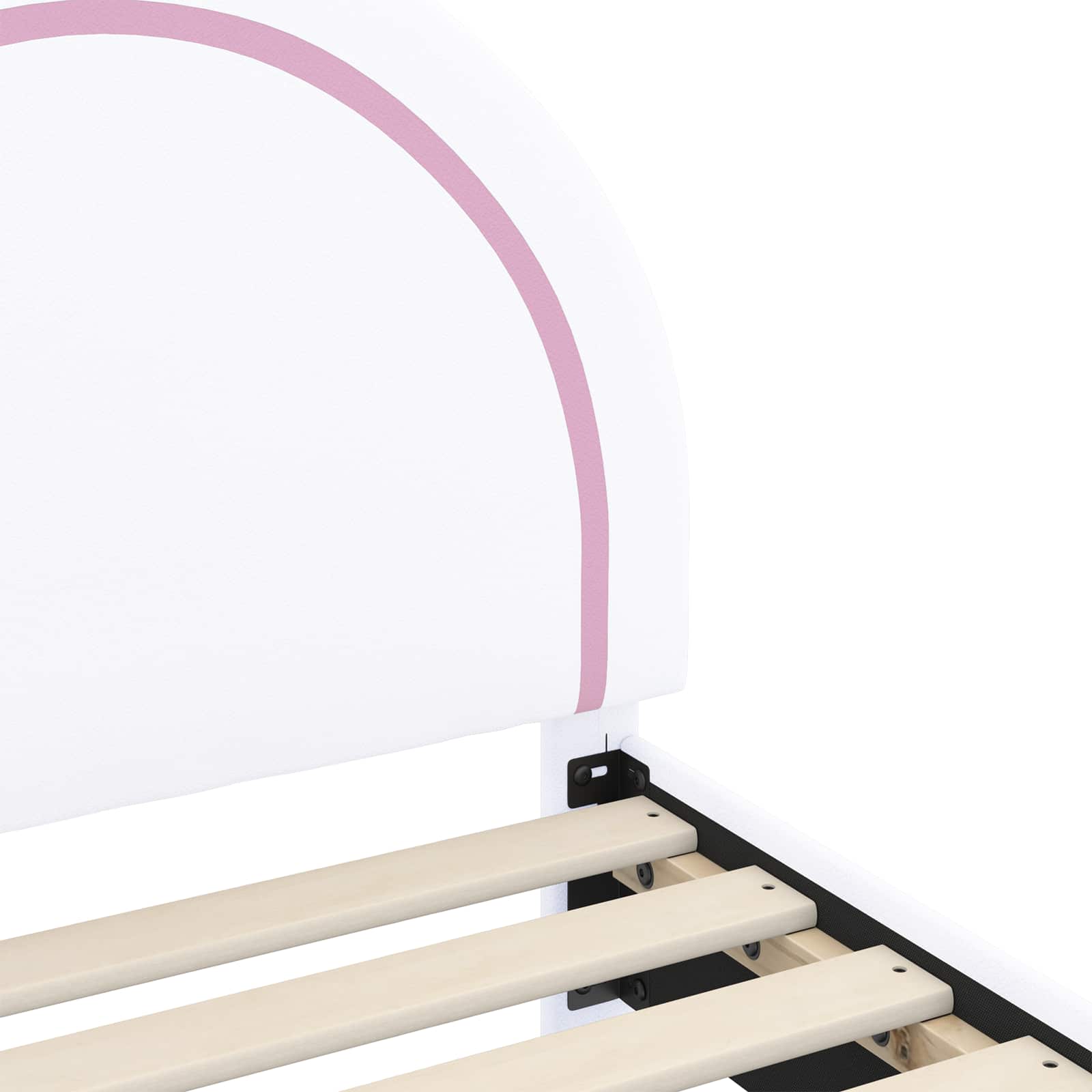 Laste voodiraam peatoega peaga Valge 80 x 200 cm PU 8 Kõik vajalik sinu aeda ja koju! Laste voodiraam peatoega peaga Valge 80 x 200 cm PU - Image 8