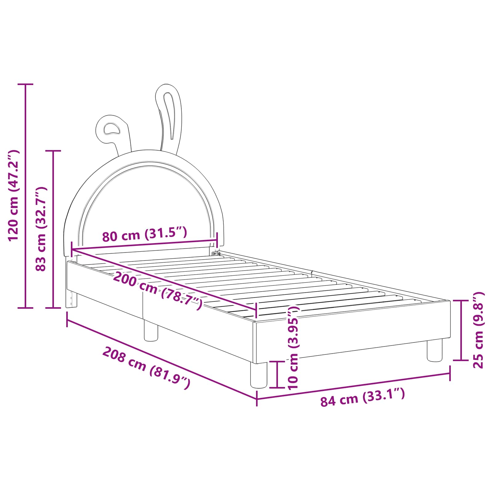 Laste voodiraam peatoega peaga Valge 80 x 200 cm PU 10 Kõik vajalik sinu aeda ja koju! Laste voodiraam peatoega peaga Valge 80 x 200 cm PU - Image 10